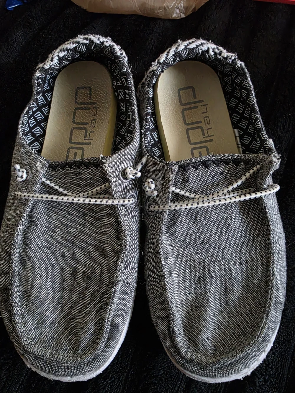 Hey Dude Kids Gray Canvas Slip-On Moccasins